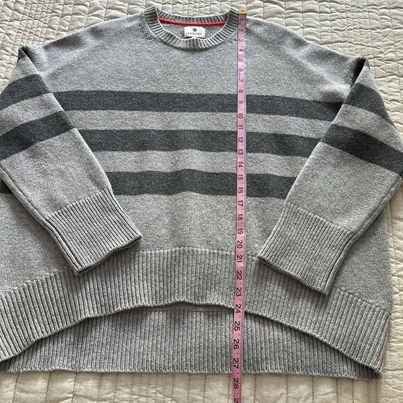 Sundry Women's Gray Oversized Wool/Cashmere Crew Neck Sweater Stripe Size 2/M - Picture 7 of 11